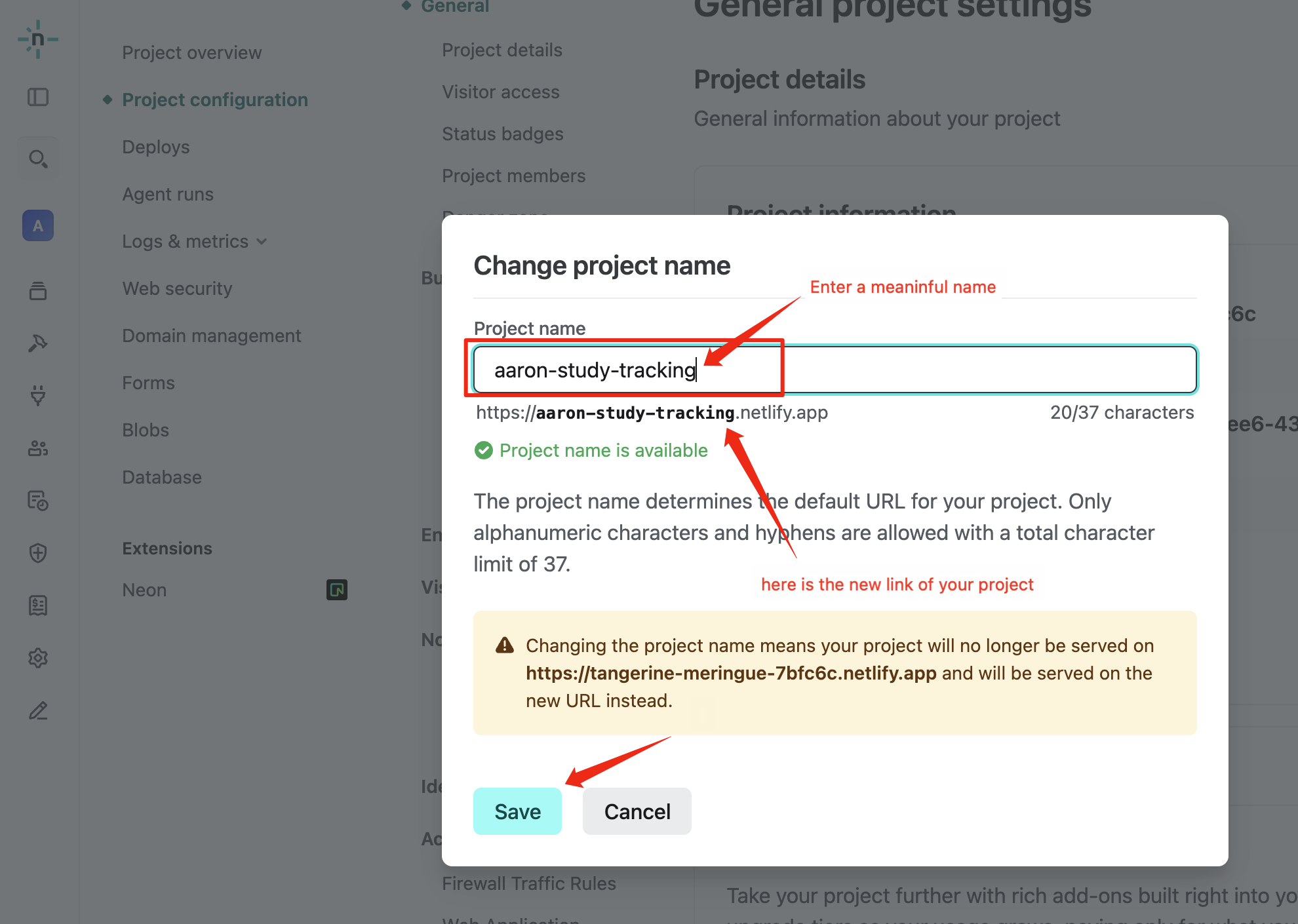 Customize Netlify name step 3