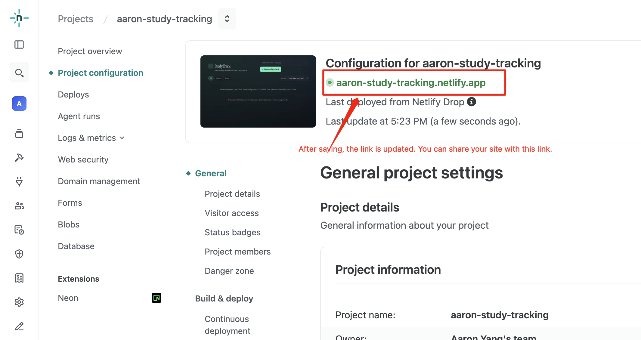 Customize Netlify name step 4