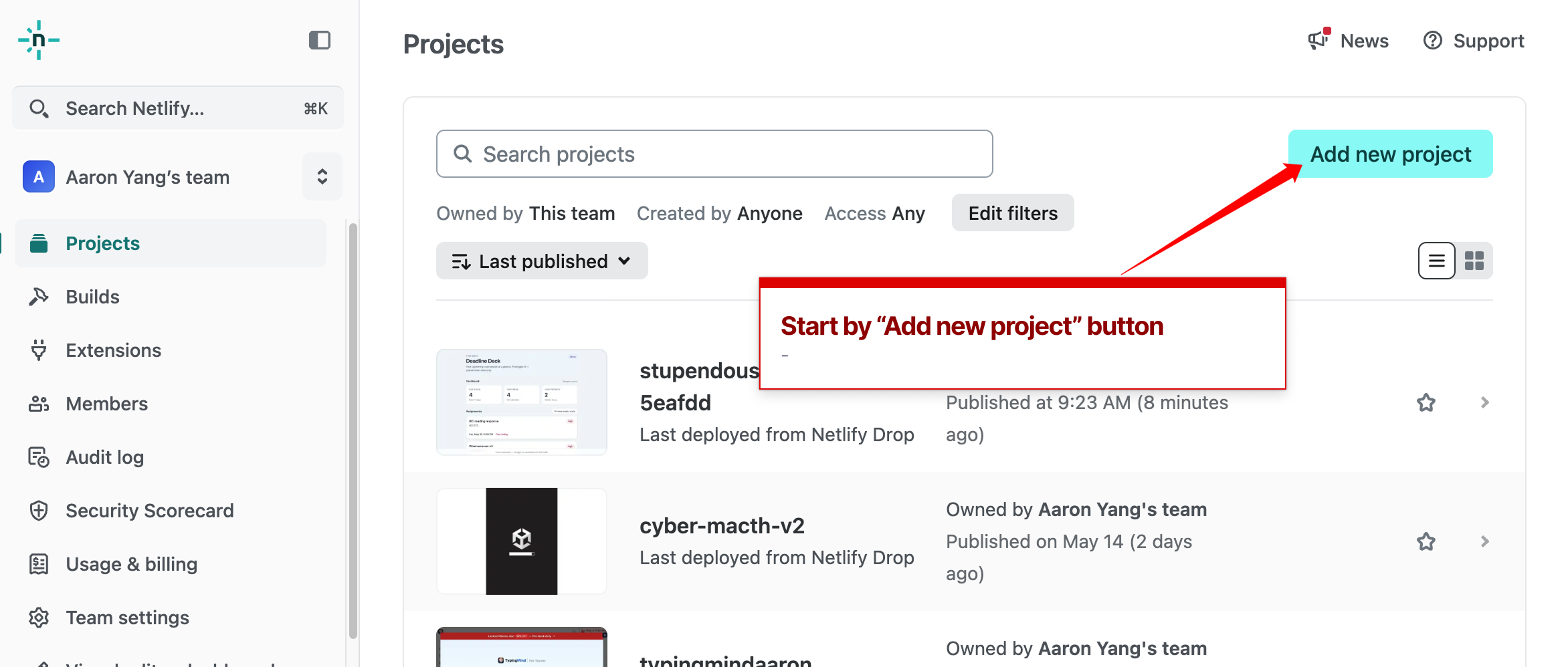 Publish to Netlify step 1